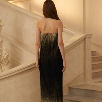 Emanuela Black Glittered Tulle Maxi Dress in sophisticated and charming design