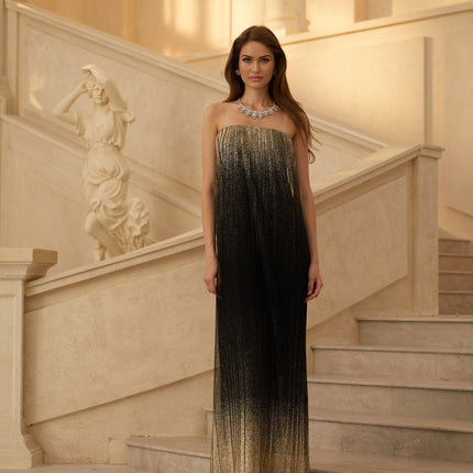 Emanuela Black Glittered Tulle Maxi Dress in Sophisticated Charm