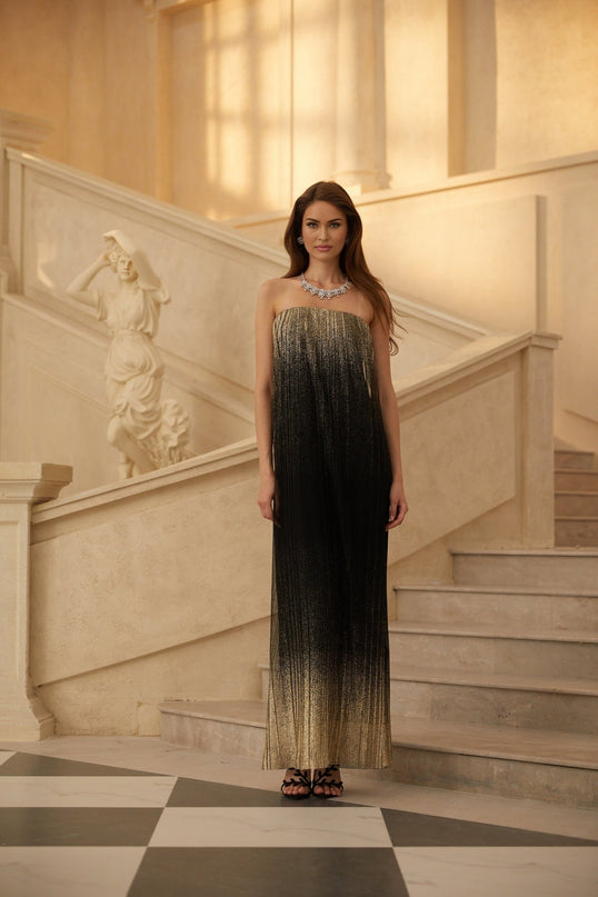 Emanuela Black Glittered Tulle Maxi Dress in Sophisticated Charm
