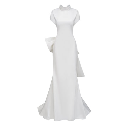Emanuela White Maxi Dress with Mock Neck and Open Back