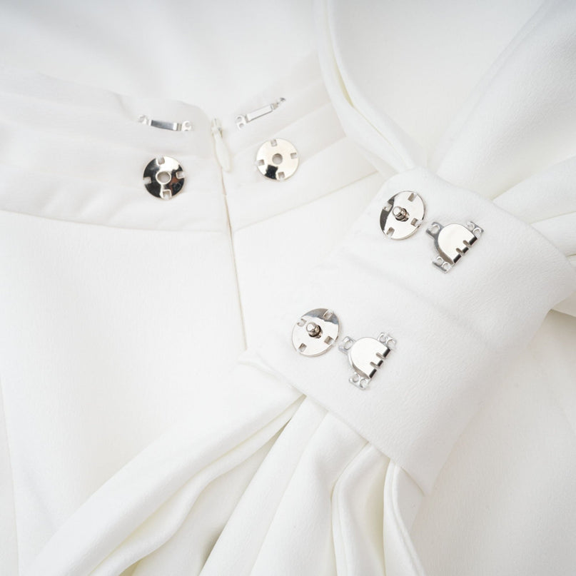 Emanuela White Maxi Dress with Mock Neck and Open Back