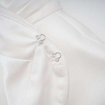 Emanuela White Maxi Dress with Mock Neck and Cap Sleeves