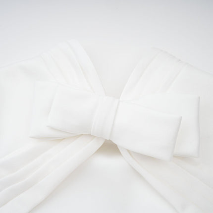 Emanuela White Maxi Dress with Mock Neck and Open Back