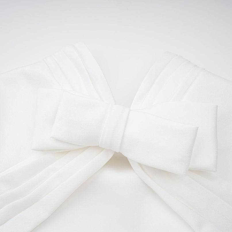 Emanuela White Maxi Dress with Mock Neck and Open Back