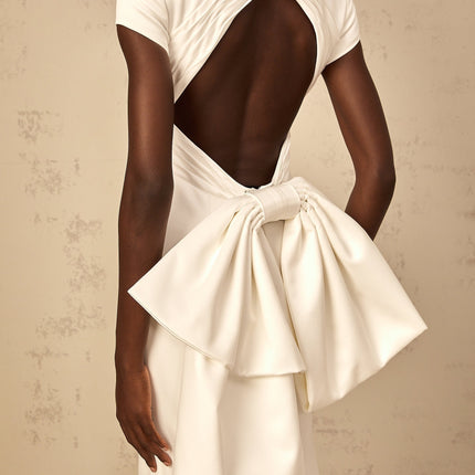 Emanuela White Maxi Dress with Mock Neck and Open Back