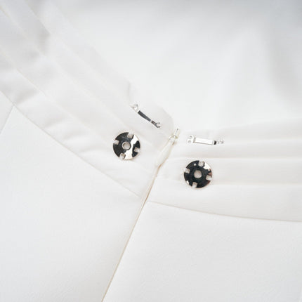 Emanuela White Maxi Dress with Mock Neck and Open Back
