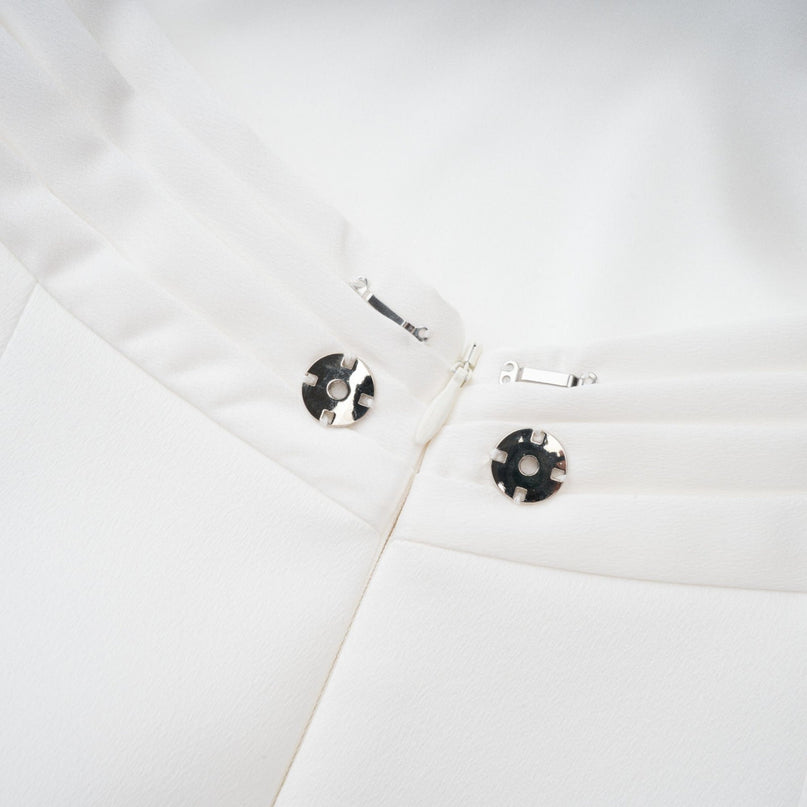 Emanuela White Maxi Dress with Mock Neck and Open Back