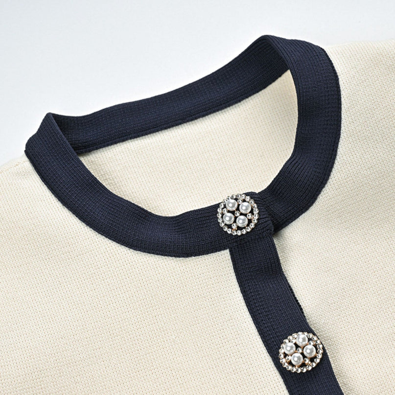 Émeline bowdetail knitted cardigan  skirt matching set