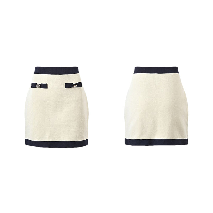 Émeline bowdetail knitted cardigan  skirt matching set