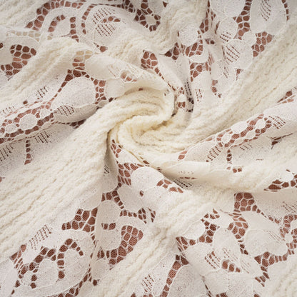 Émeline floral lace flaredcuff maxi dress in Neutrals
