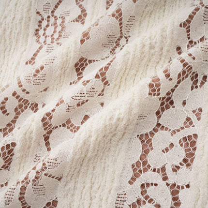 Émeline floral lace flaredcuff maxi dress in Neutrals