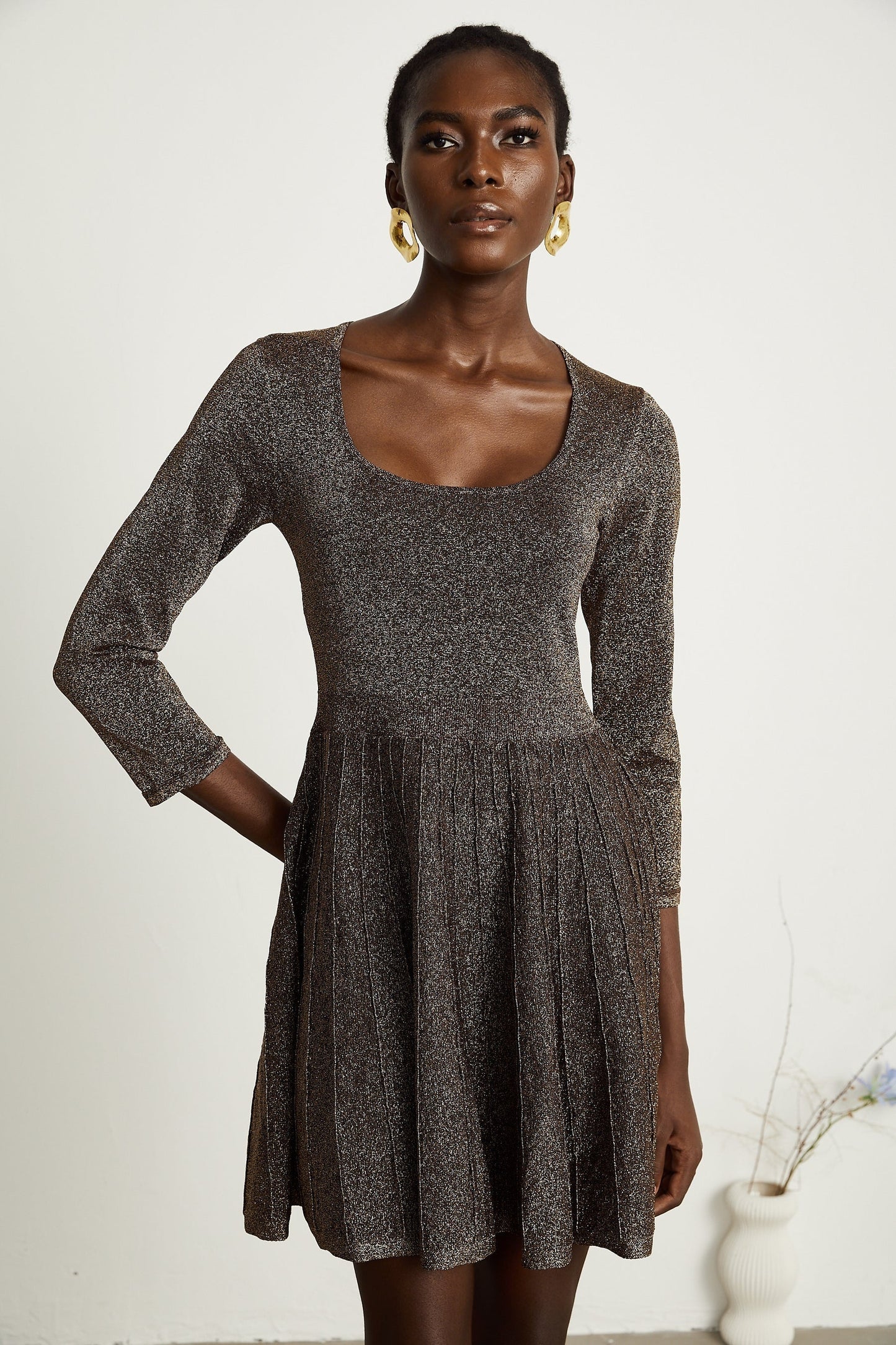 Émeline metallicthreading ribbed mini dress