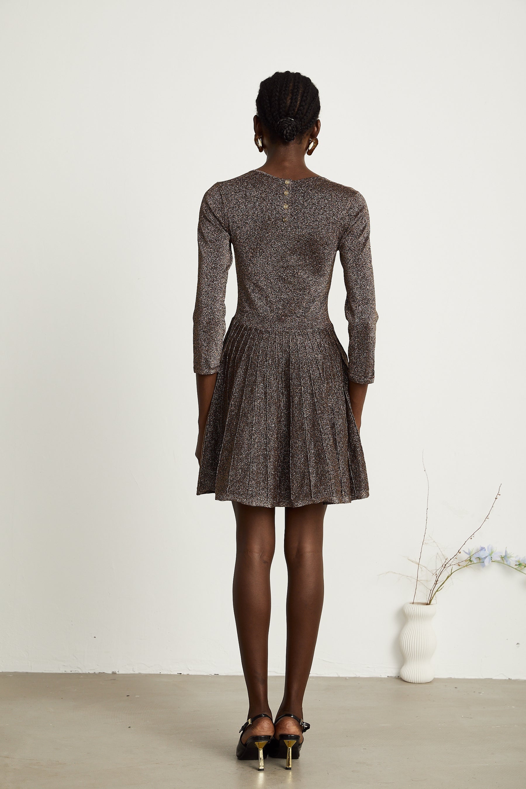 Émeline metallicthreading ribbed mini dress