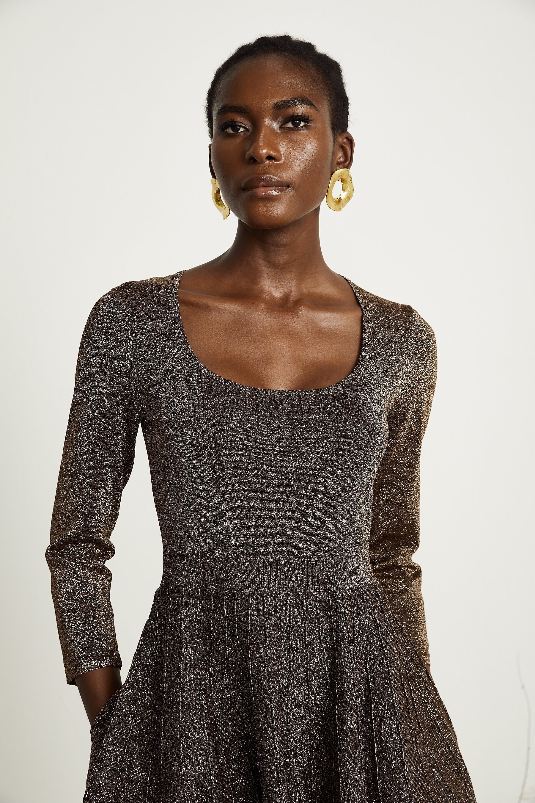 Émeline metallicthreading ribbed mini dress