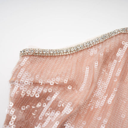 Emery Neutrals Sequin Floral Mini Dress Crystal Strap Shoulders Terylene Sleeveless