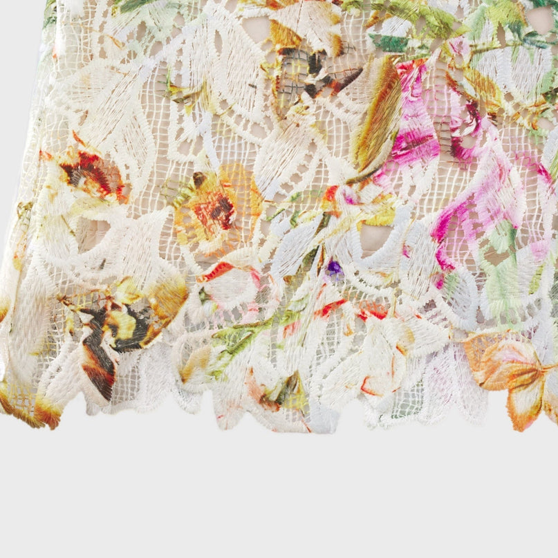 Emery White Floral Embroidered Midi Dress