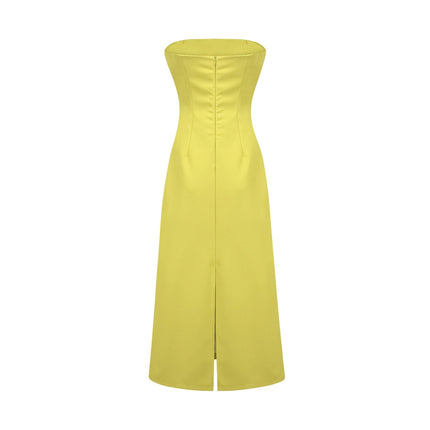 Emery Yellow Floral Embroidered Sequin Midi Dress