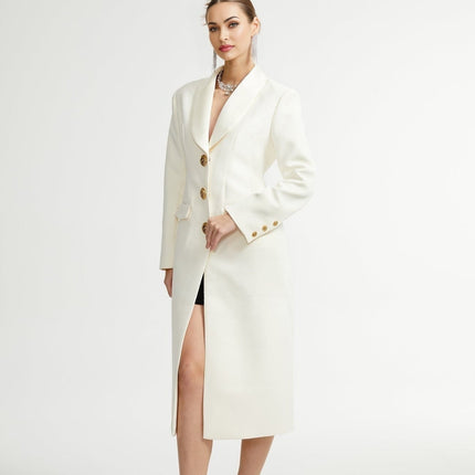 Emilee White Wool Blend Coat