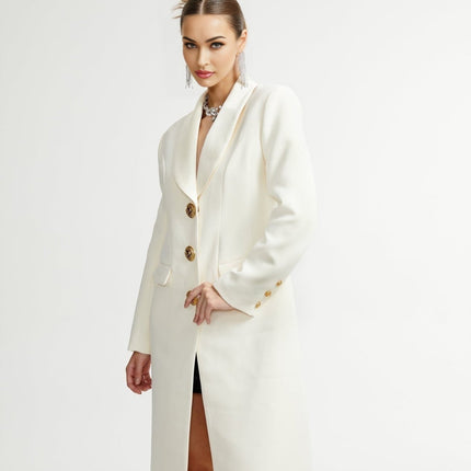 Emilee White Wool Blend Coat