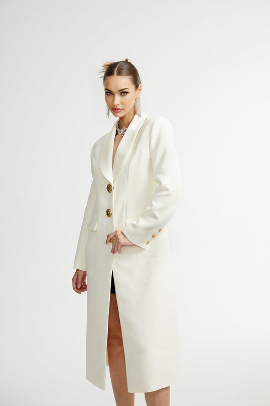 Emilee White Wool Blend Coat