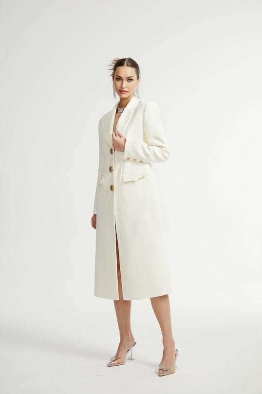 Emilee White Wool Blend Coat