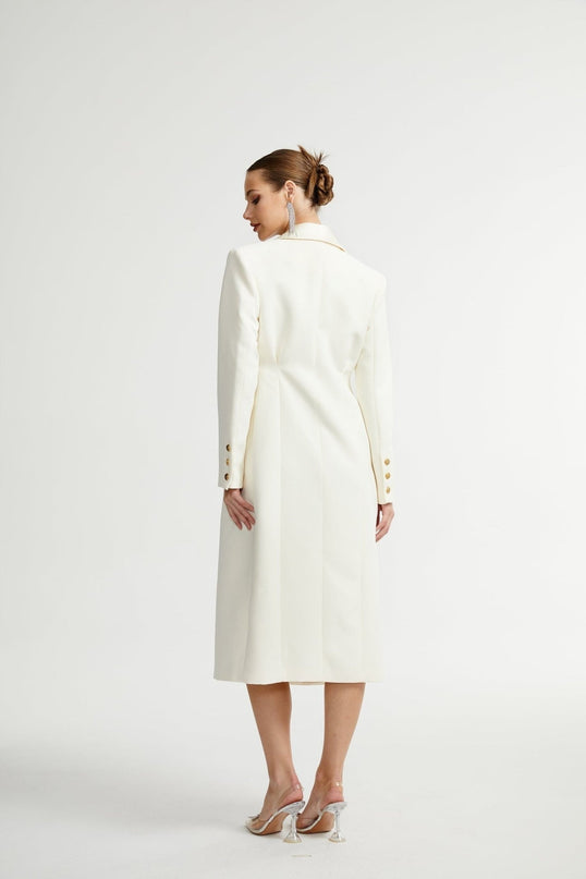 Emilee White Wool Blend Coat