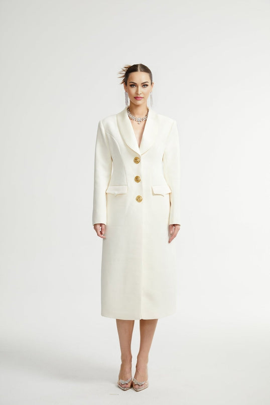 Emilee White Wool Blend Coat