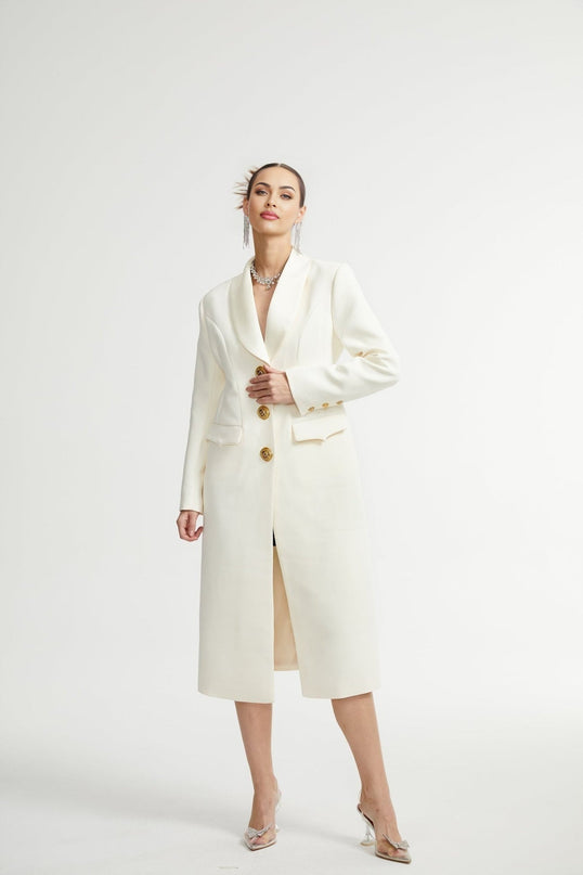 Emilee White Wool Blend Coat