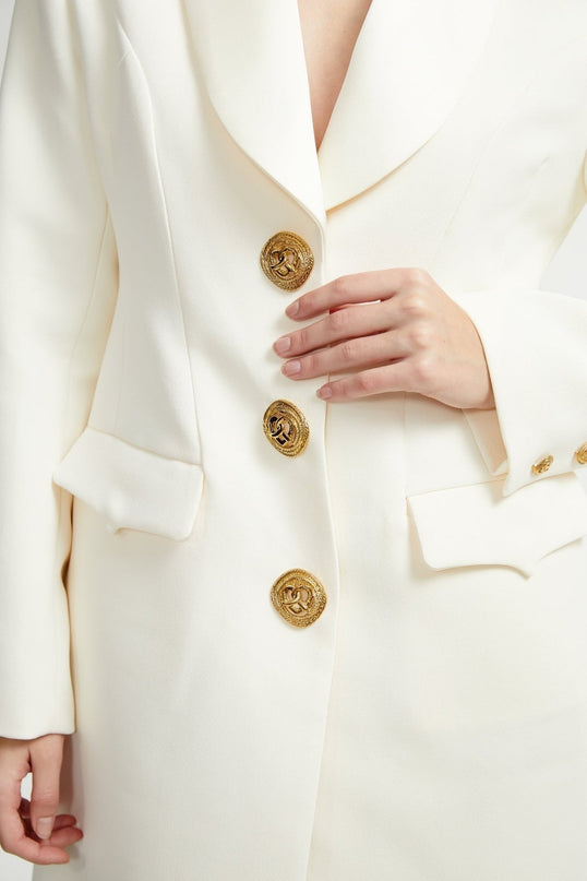 Emilee White Wool Blend Coat