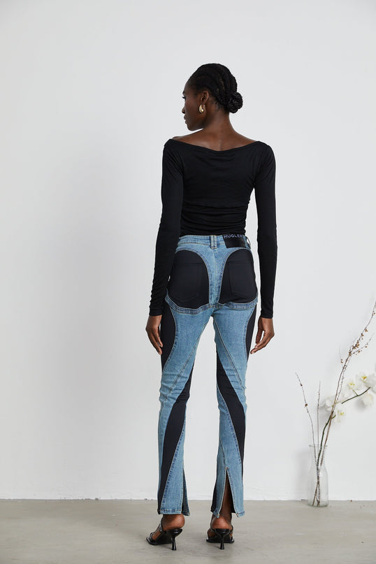 Emilia Black Double Layer Cut Out Bodysuit
