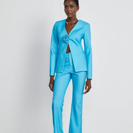 Emilia Blue Floral Applique Jacket Trousers Set