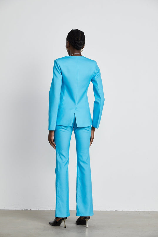 Emilia Blue Floral Applique Jacket Trousers Set