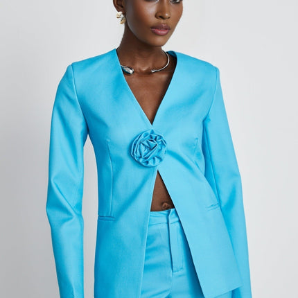Emilia Blue Floral Applique Jacket Trousers Set