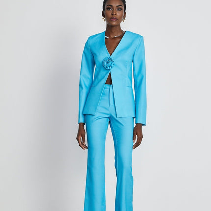 Emilia Blue Floral Applique Jacket Trousers Set