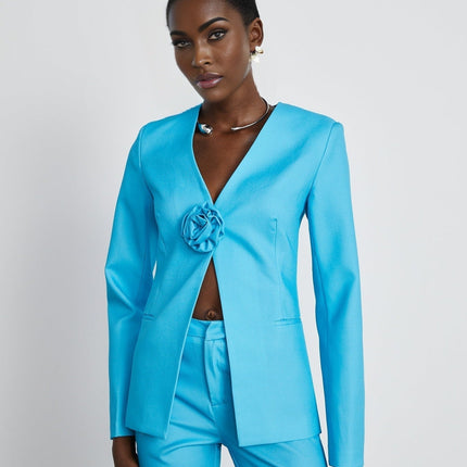 Emilia Blue Floral Applique Jacket Trousers Set