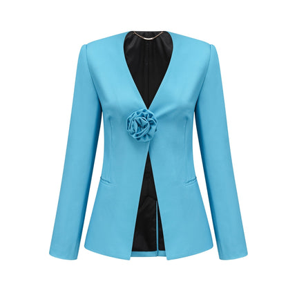 Emilia Blue Floral Applique Jacket Trousers Set