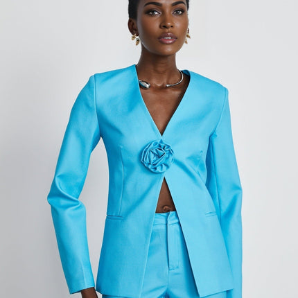 Emilia Blue Floral Applique Jacket and Trousers Set