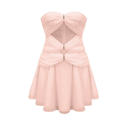 Émilienne cutout pleated offshoulder mini dress