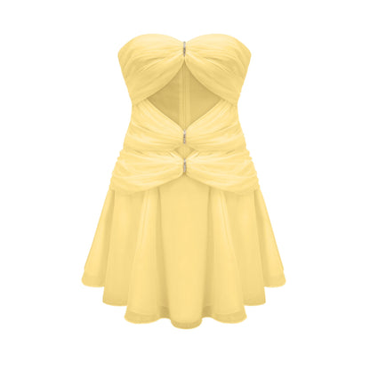 Émilienne cutout pleated offshoulder mini dress