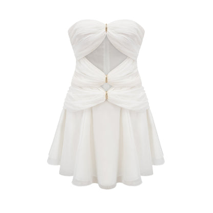 Émilienne cutout pleated offshoulder mini dress