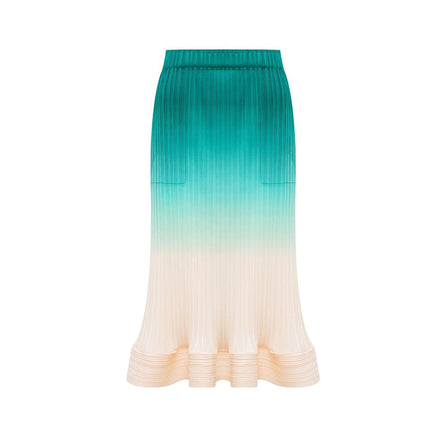 Emily wearing Turquoise Pleated Skirt and Top Set with Ruffle Detailing