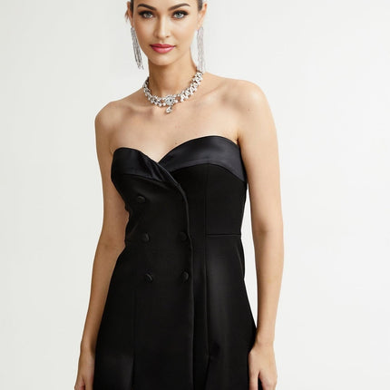 Emma Black Lace Bustier Zip Detail Mini Dress Polyester Elegant Chic Fashionista Evening Soiree Special Occasion Women's Clothing