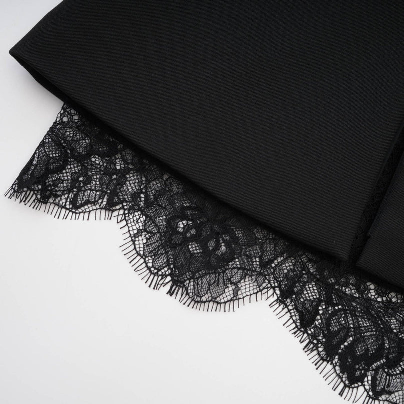 Emma Black Lace Bustier Zip Detail Mini Dress