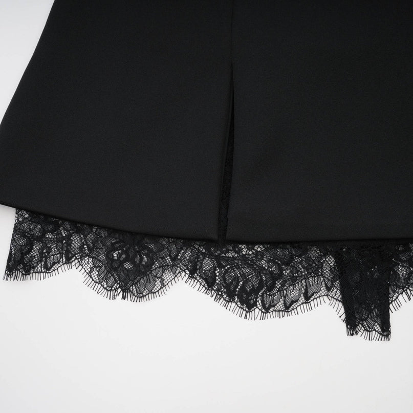 Emma Black Lace Bustier Zip Detail Mini Dress