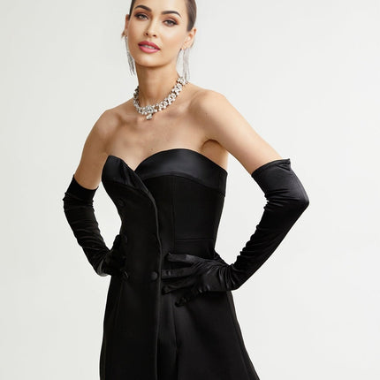 Emma Black Lace Bustier Zip Detail Mini Dress
