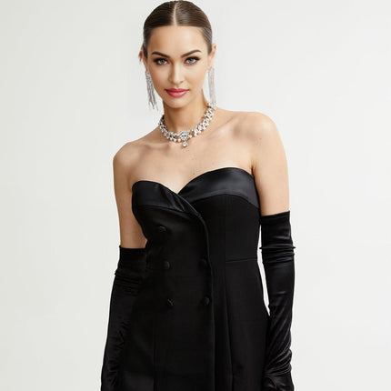 Emma Black Lace Bustier Zip Detail Mini Dress