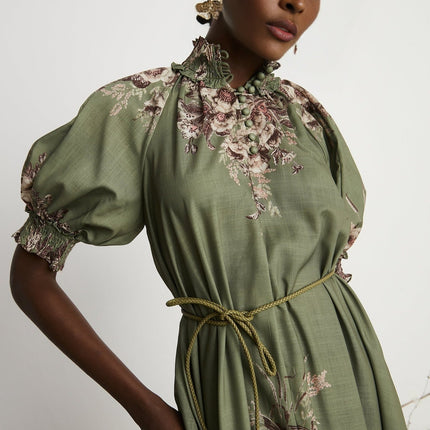 Emma Floral Midi Dress Green