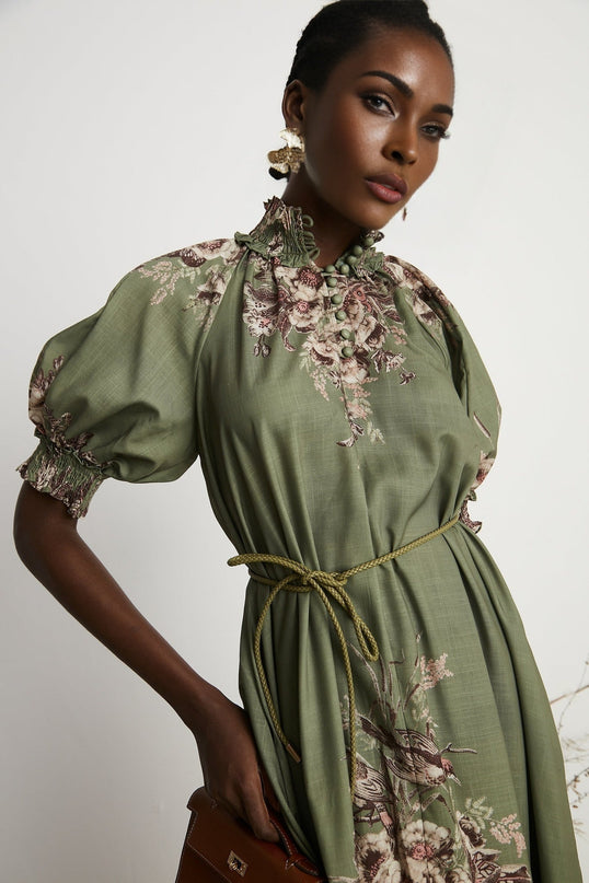 Emma Floral Midi Dress Green