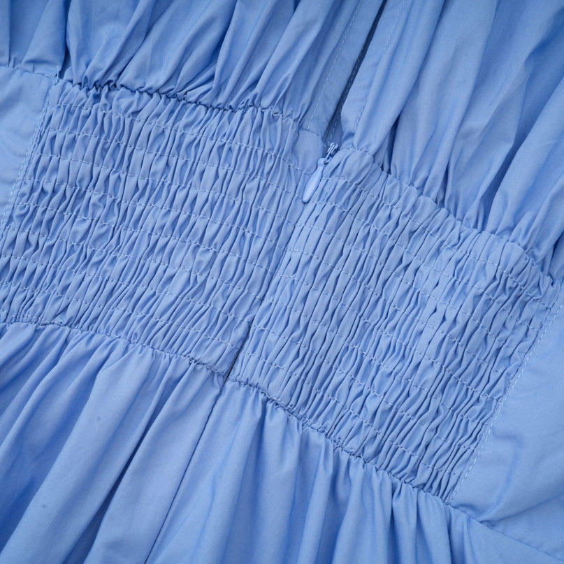 Emma petaldetail drawstring maxi dress in Blue