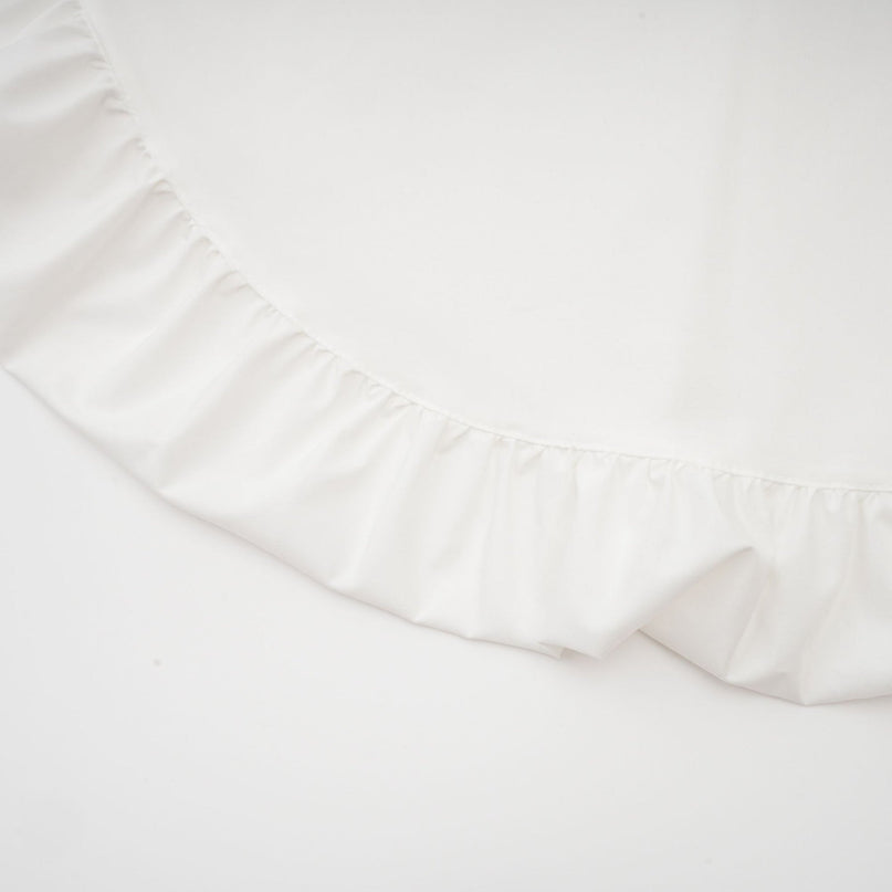 Emma White Lapel High Low Puffed Vneck Shirt